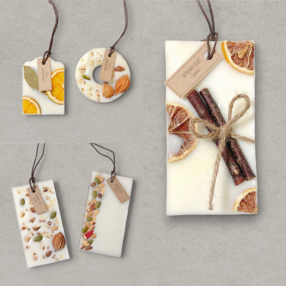 【new】ナッツやオレンジを使ったアロマワックスサシェデザイン