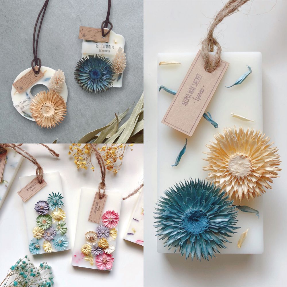 【new】チーゼルフラワーを使ったアロマワックスサシェ