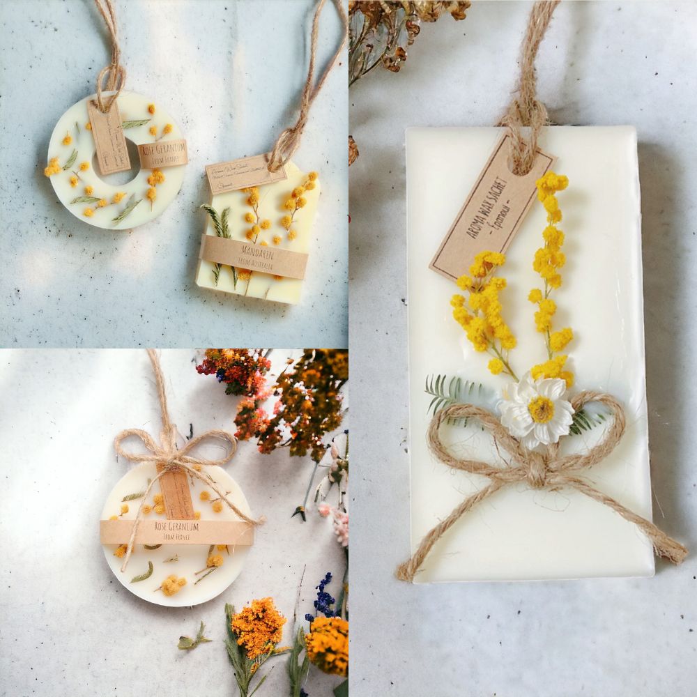 【new】ミモザを使ったアロマワックスサシェ３種