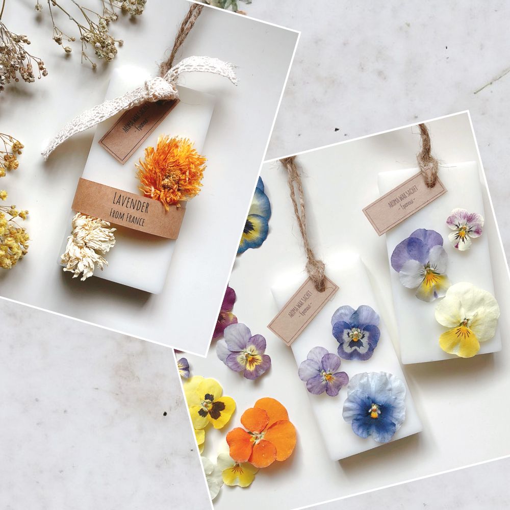 【new】色鮮やかなお花のアロマワックスサシェ