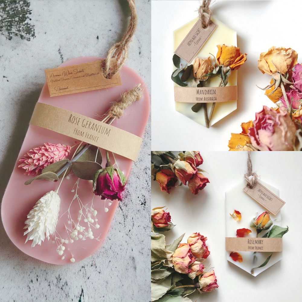 【new】ミニバラを使ったアロマワックスサシェ３種