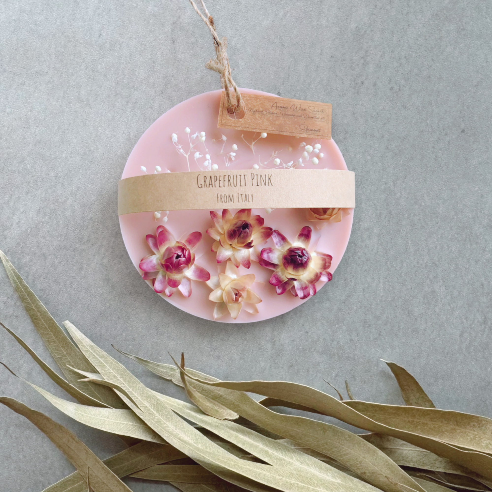 【new】ヘリクリサムの丸型アロマワックスサシェ