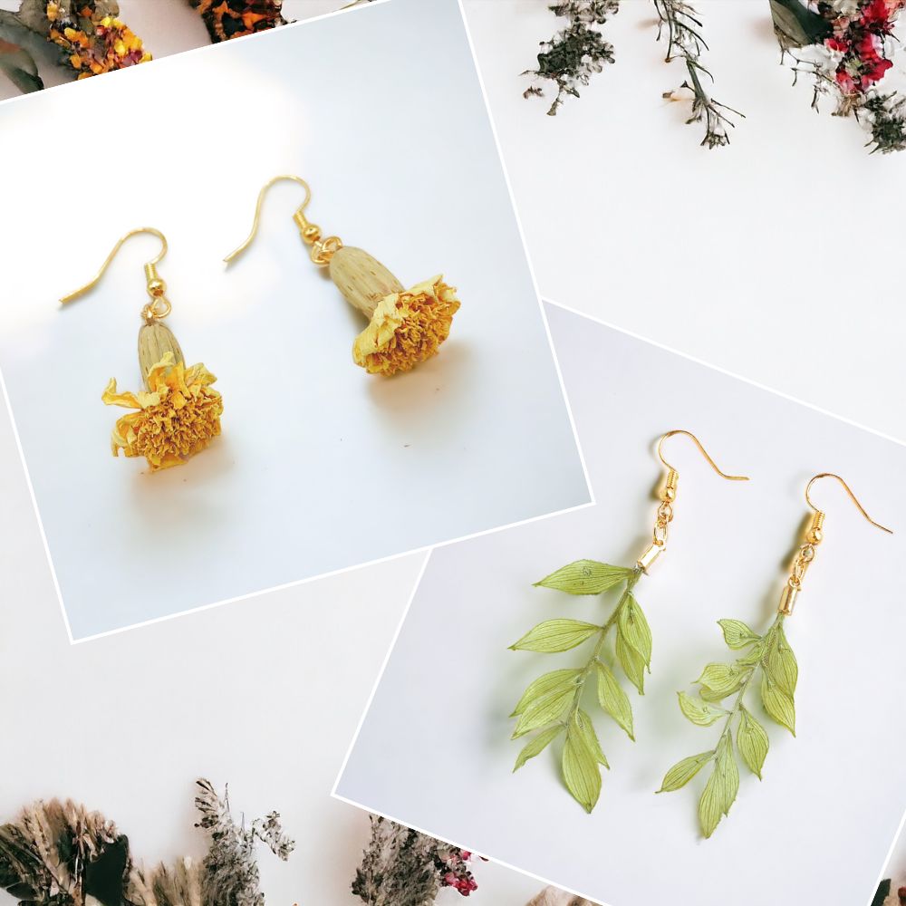 【new】無加工ドライフラワーの耳飾り